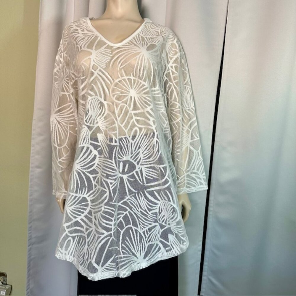 NIMES COTE D"AZUR SWIM COVER UP DRESS White Lace Beach Summer Size 3x